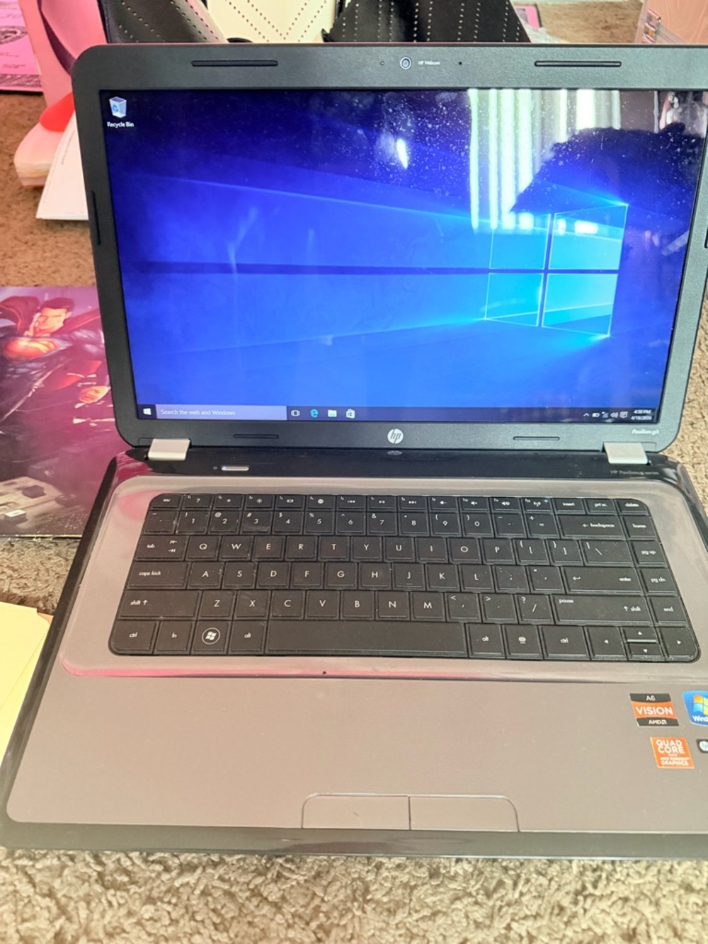 HP Laptop with Gray Chassis and Black Keyboard